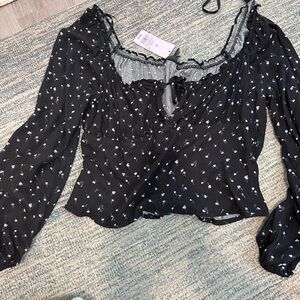 Wild Fable Black Floral Blouse